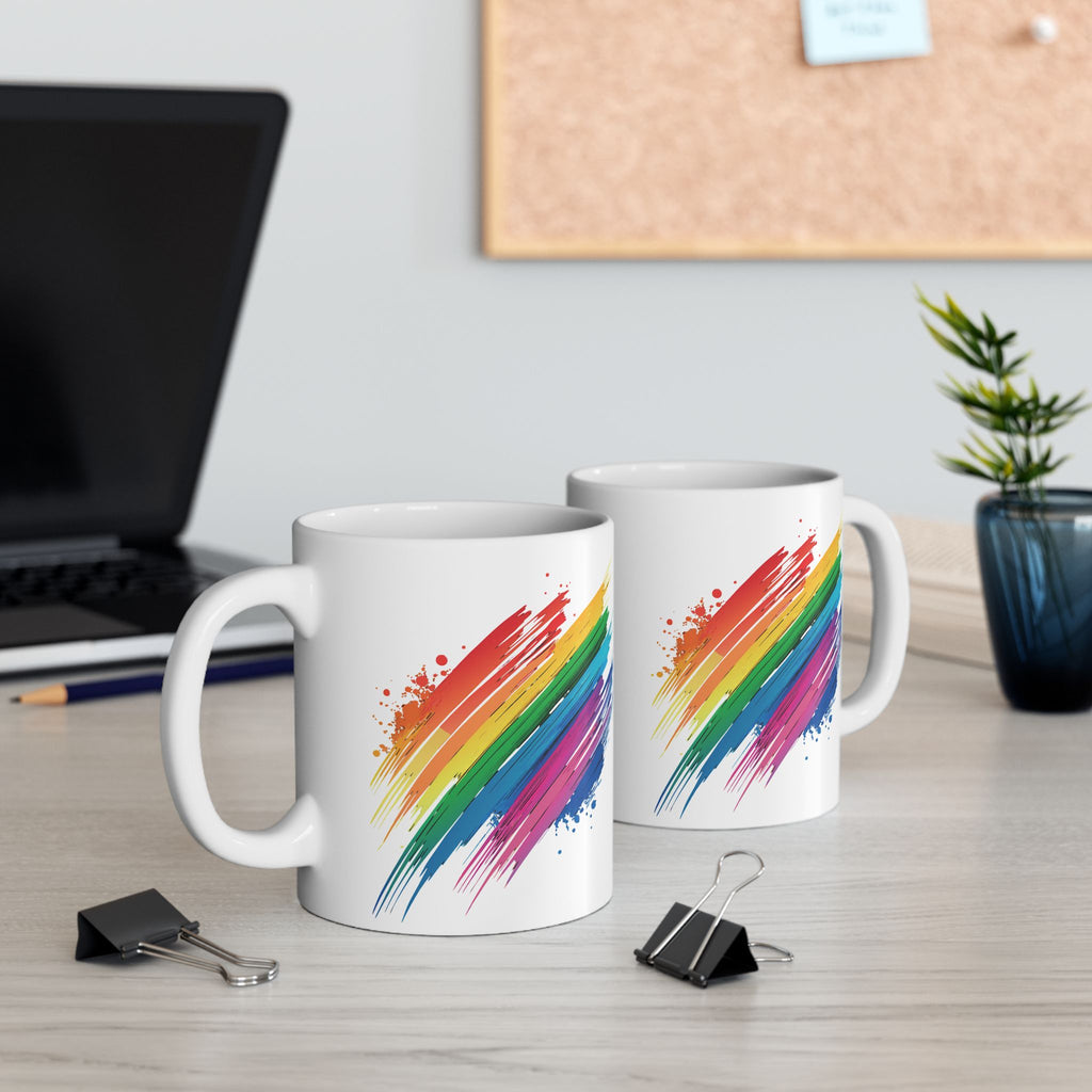 Rainbow Brush White Mug
