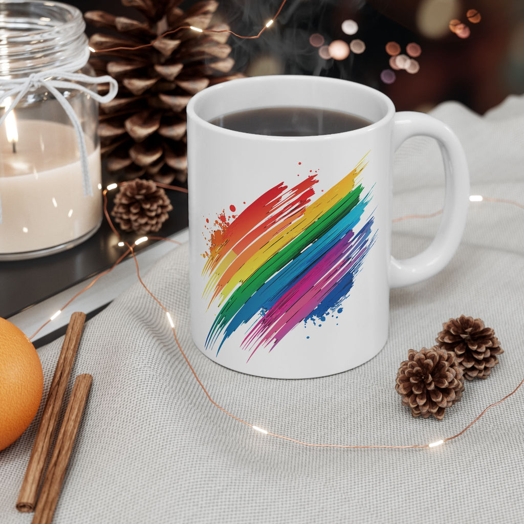 Rainbow Brush White Mug