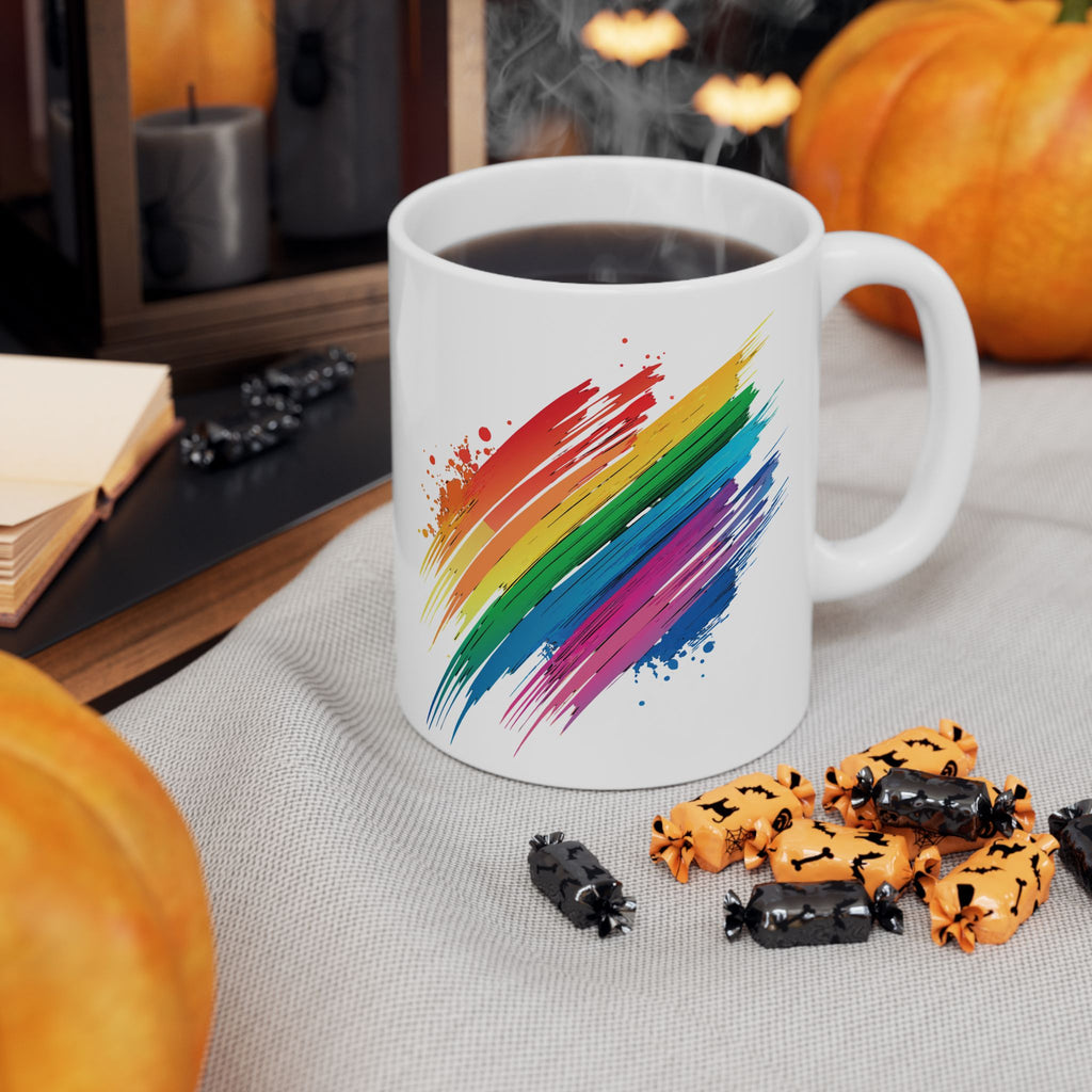 Rainbow Brush White Mug