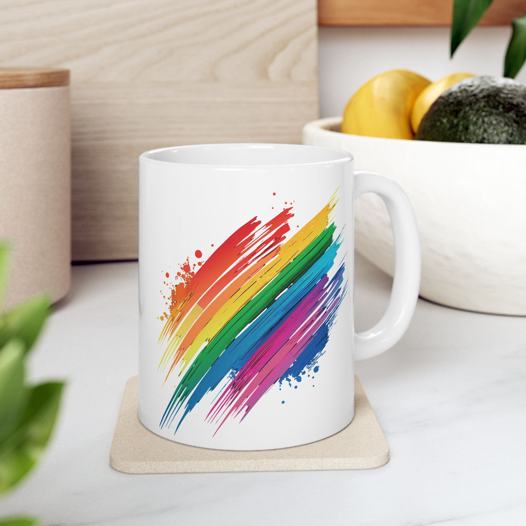 Rainbow Brush White Mug